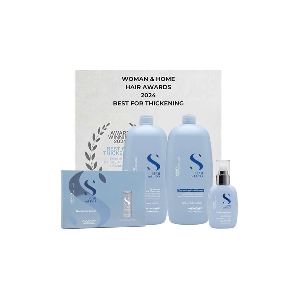Semi di Lino Density Thickening Pack за тънка коса - шампоан - 1000 мл + балсам - 1000 мл + лосион - 125 мл - + крем без измиване - 125 мл