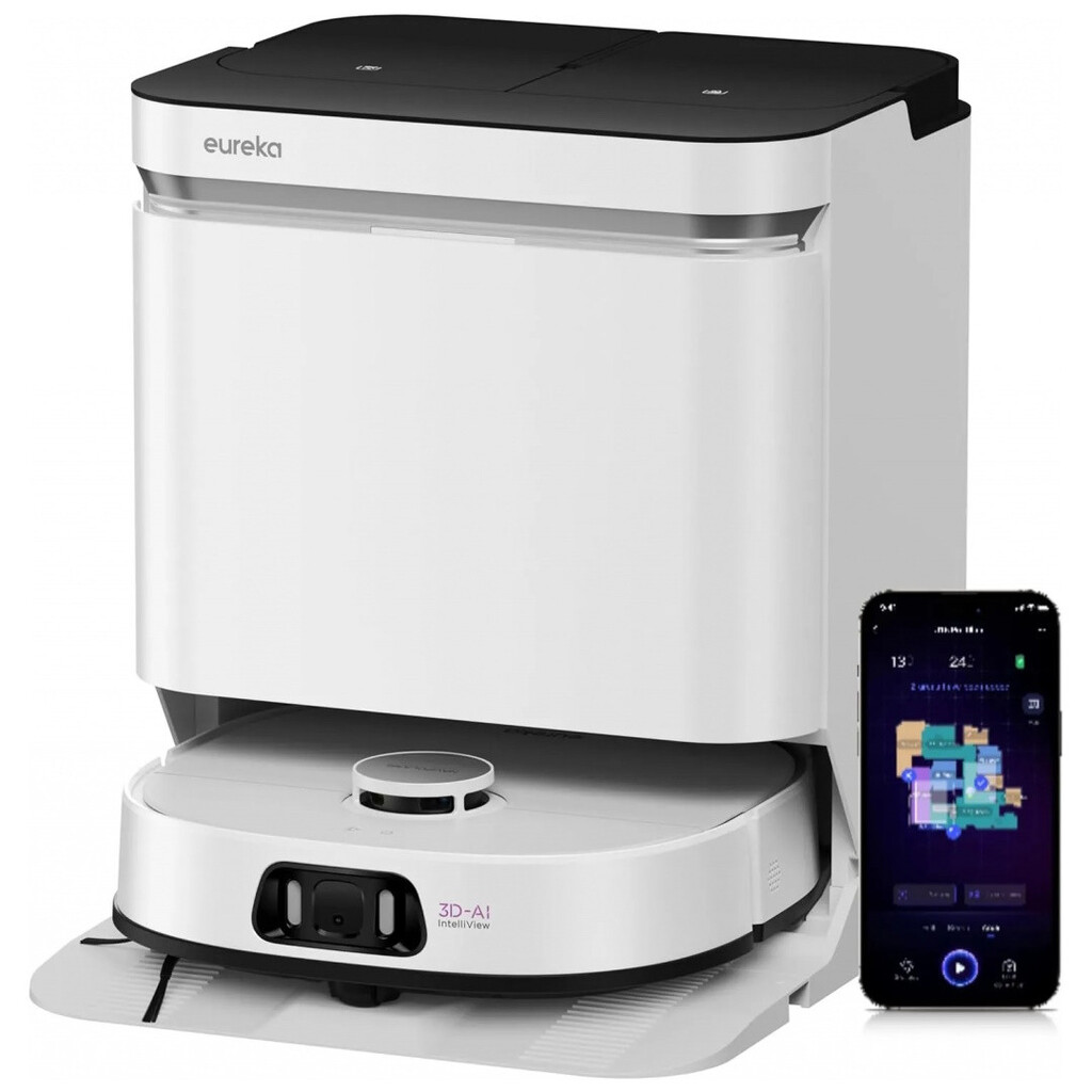 Прахосмукачка робот Eureka J15 Ultra, 19000 Pa, 3 л, Автономия 150 мин, Lidar + RGB камера, FlexiRazor, Гласов контрол, Бял