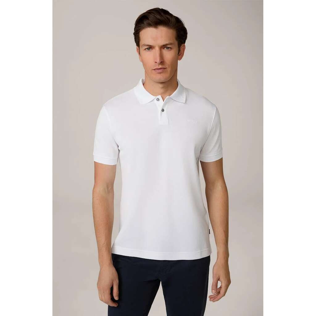 Tricou oversized cu guler polo - Бял