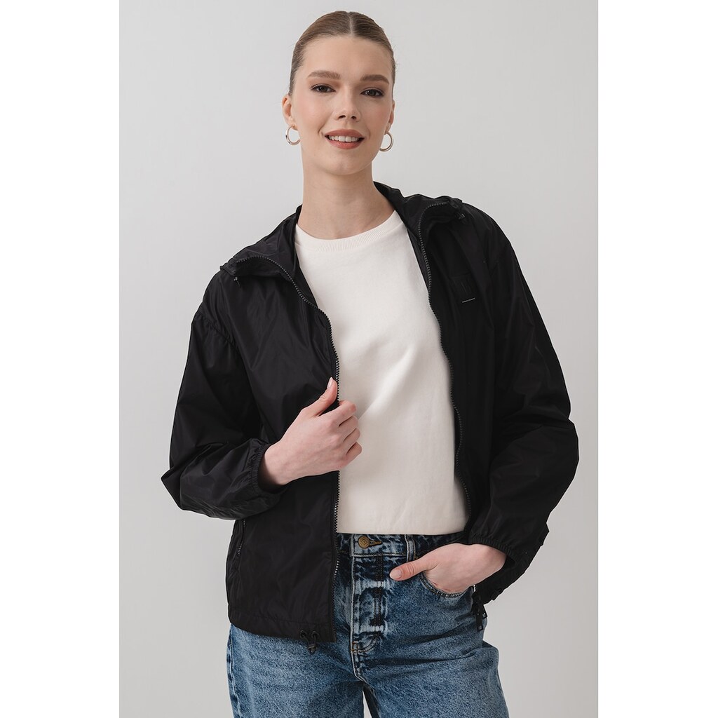 Яке с качулка и паднали ръкави - Черен … - Цена в shopmall.bg
