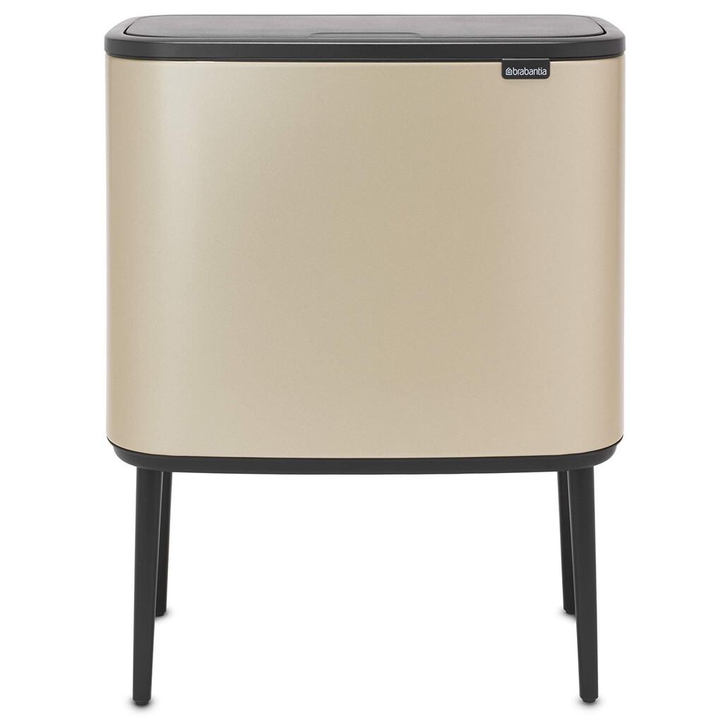 Кош за боклук Brabantia Bo Touch 1003216, 3x11 л, Плавно и безшумно отваряне, Голям отвор, Златен металик