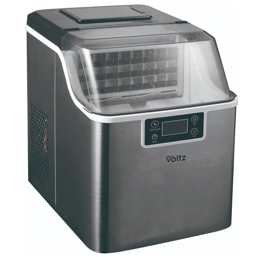 Ледогенератор Oliver Voltz OV51447D, 170W, 22кг/24ч, 3.2 л, 24 квадратни кубчета за цикъл работа, Инокс