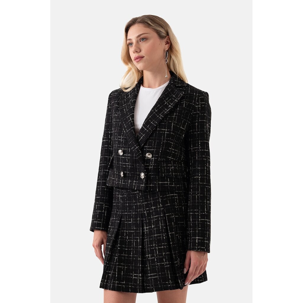 Късо сако от туид - Черен/Крем в черно … - Цена в shopmall.bg