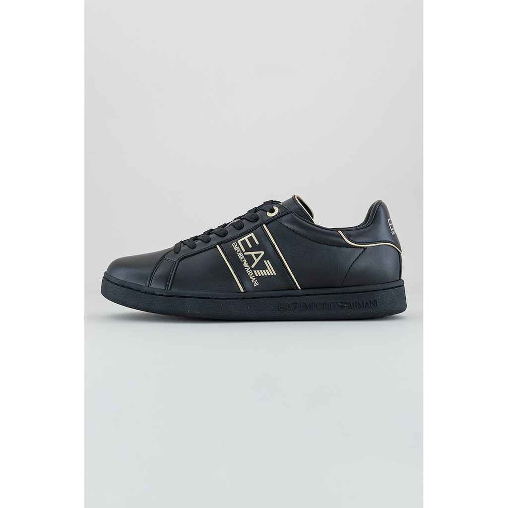 Спортни обувки от кожа и еко кожа с лого - Златист/Черен