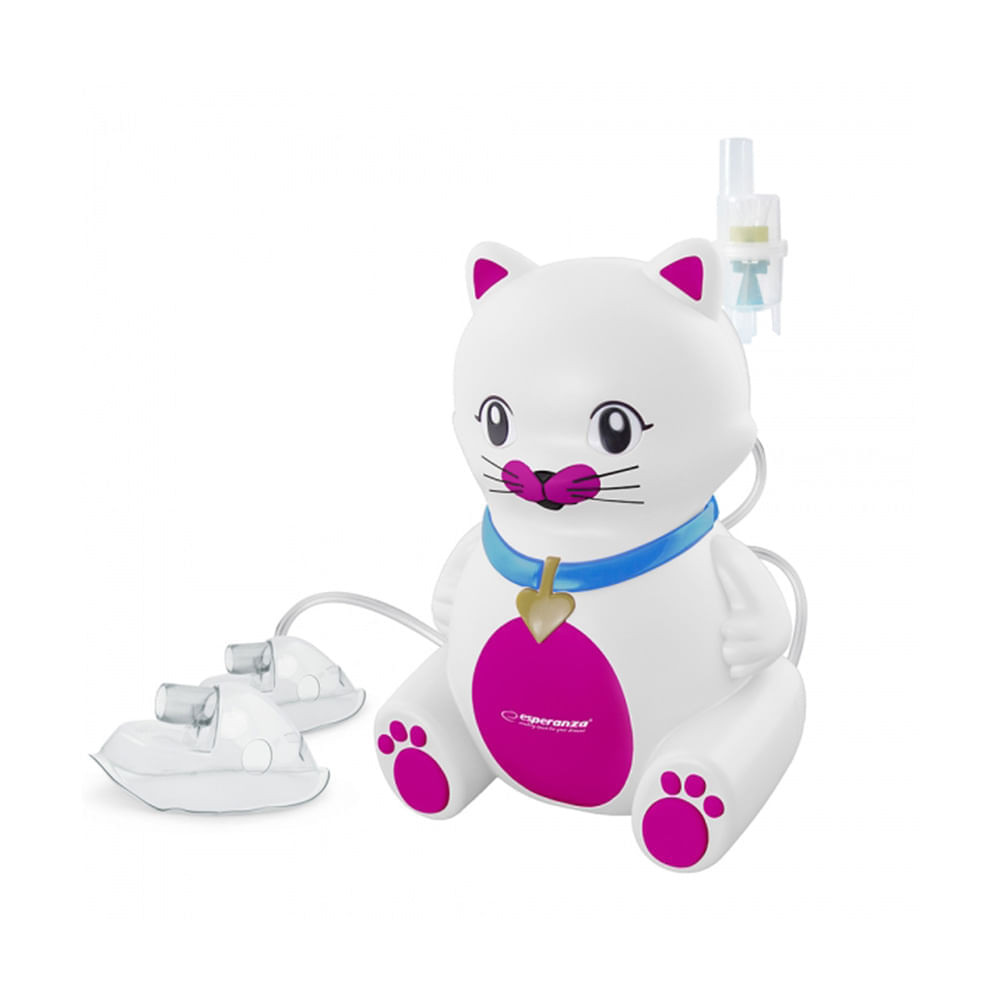 Инхалатор Esperanza Kitty ECN003, С компресор, Форма на коте, Бял/Розов