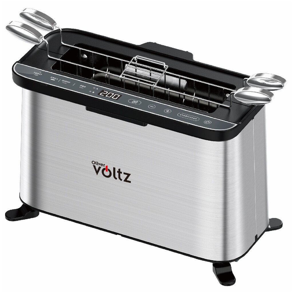Мултифункционален уред за готвене 4в1 Oliver Voltz OV51015R, 1700W, 240x225 мм, Защита от прегряване, Инокс/Черен
