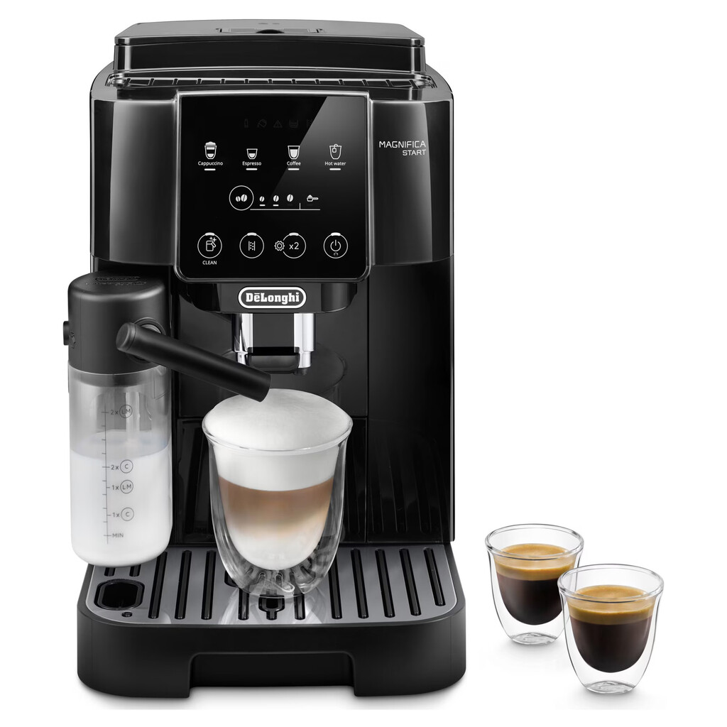 Еспресо машина Delonghi Magnifica START ECAM220.60.B, 1450W, 15 bar, 1.8 л, 4 програми, 13 нива на смилане, LatteCrema Hot, Опция за кафе на зърна, Черен
