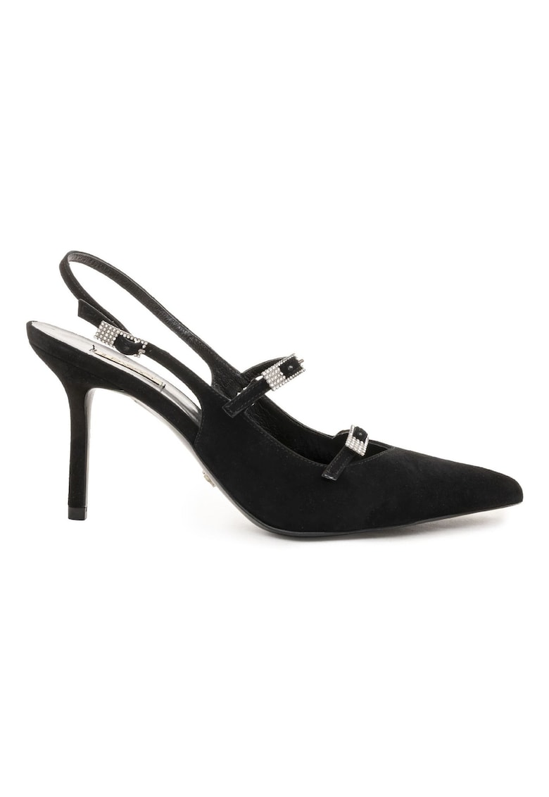 Keesha Suede Shoes With Decorative Buckles - Черен