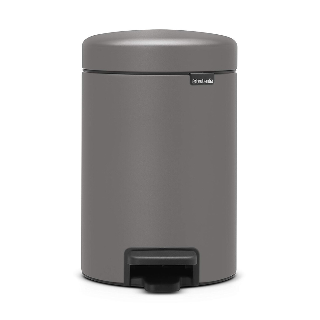 Кош за боклук с педал Brabantia NewIcon 1001096, 3 л, Плавно затваряне, Противоплъзгаща основа, Минерално покритие, Сив