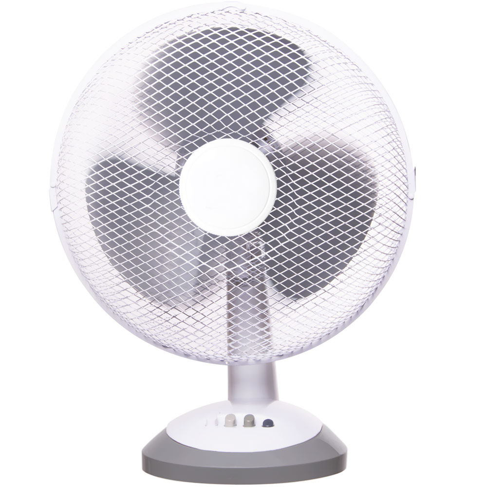 Настолен вентилатор Rosberg R51760B12, 30W, 30 см, 3 степени, Накланяне, Сив/бял