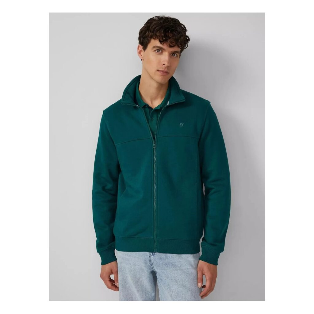 Bluza sport cu guler inalt si fermoar - Regular fit - Зелен