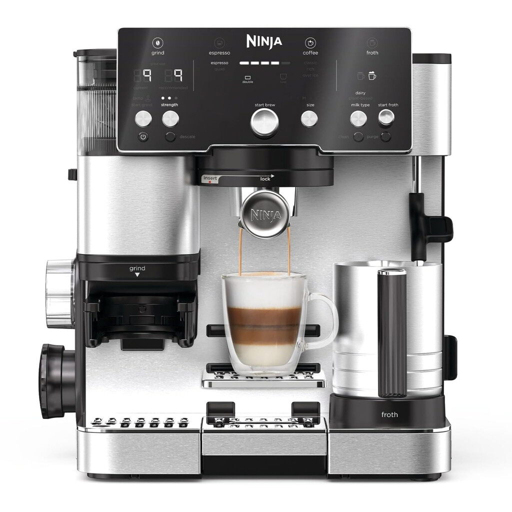 Кафеавтомат 2в1 Ninja Luxe Café Essential ES501EU, 1650W, 9 bar, 2 л, Barista Assist, Режим гореща вода, 4 режима, 3 темп. настройки, Инокс/Черен