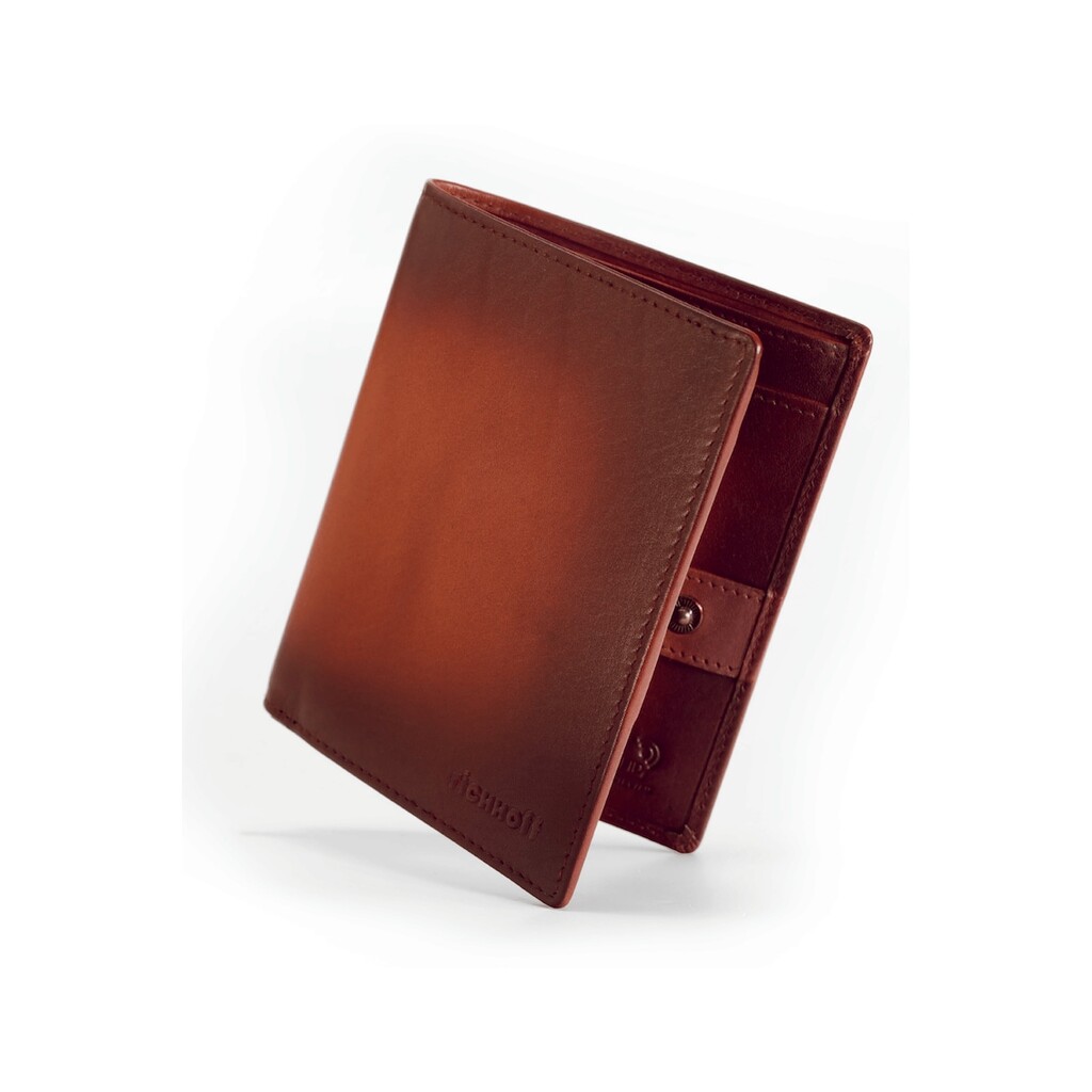Мъжки портфейл  Вертикален - Slim - RFID защита - Естествена кожа - Отделения за CI и талон за автомобил - Опакован в подаръчна кутия - Камел