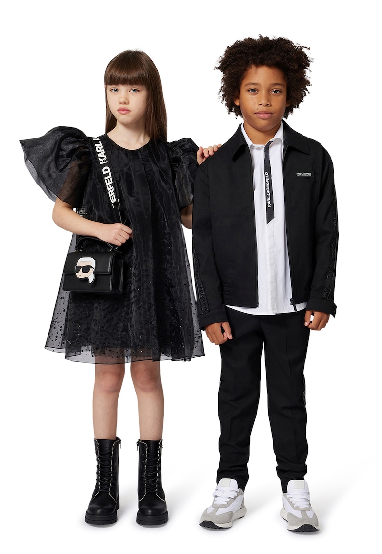 Риза с лого - Бял в бяло KARL LAGERFELD KIDS на най-добра цена