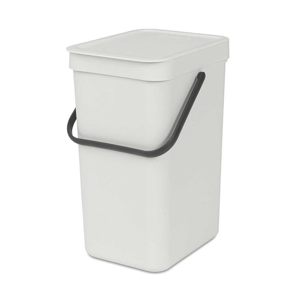 Кош за разделно събиране на боклук Brabantia Sort&Go 1005511, 12 л, Дръжка, Възможност за стенен монтаж, Светлосив