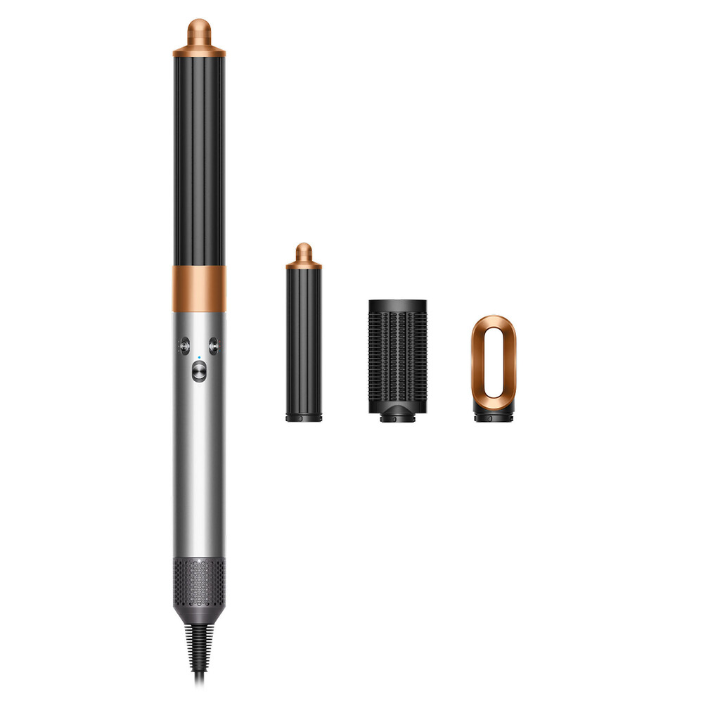 Маша за коса Dyson HS02 Airwrap Origin 112875-01, 1300W, 13.5 l/s, 3 скорости, 3 темп, Автоматично къдрене, Защита от топлинно увреждане, Никел/меден