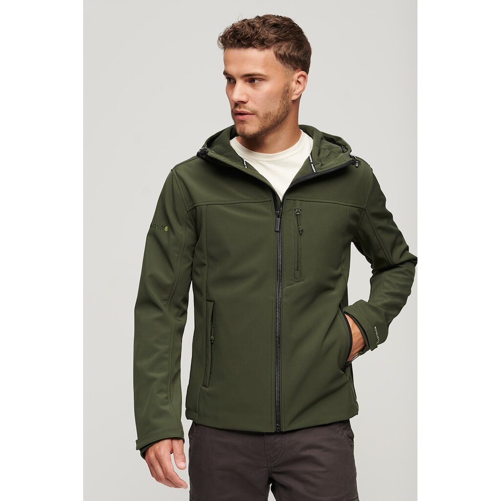 Яке Softshell с качулка и лого - Каки - Цена в shopmall.bg