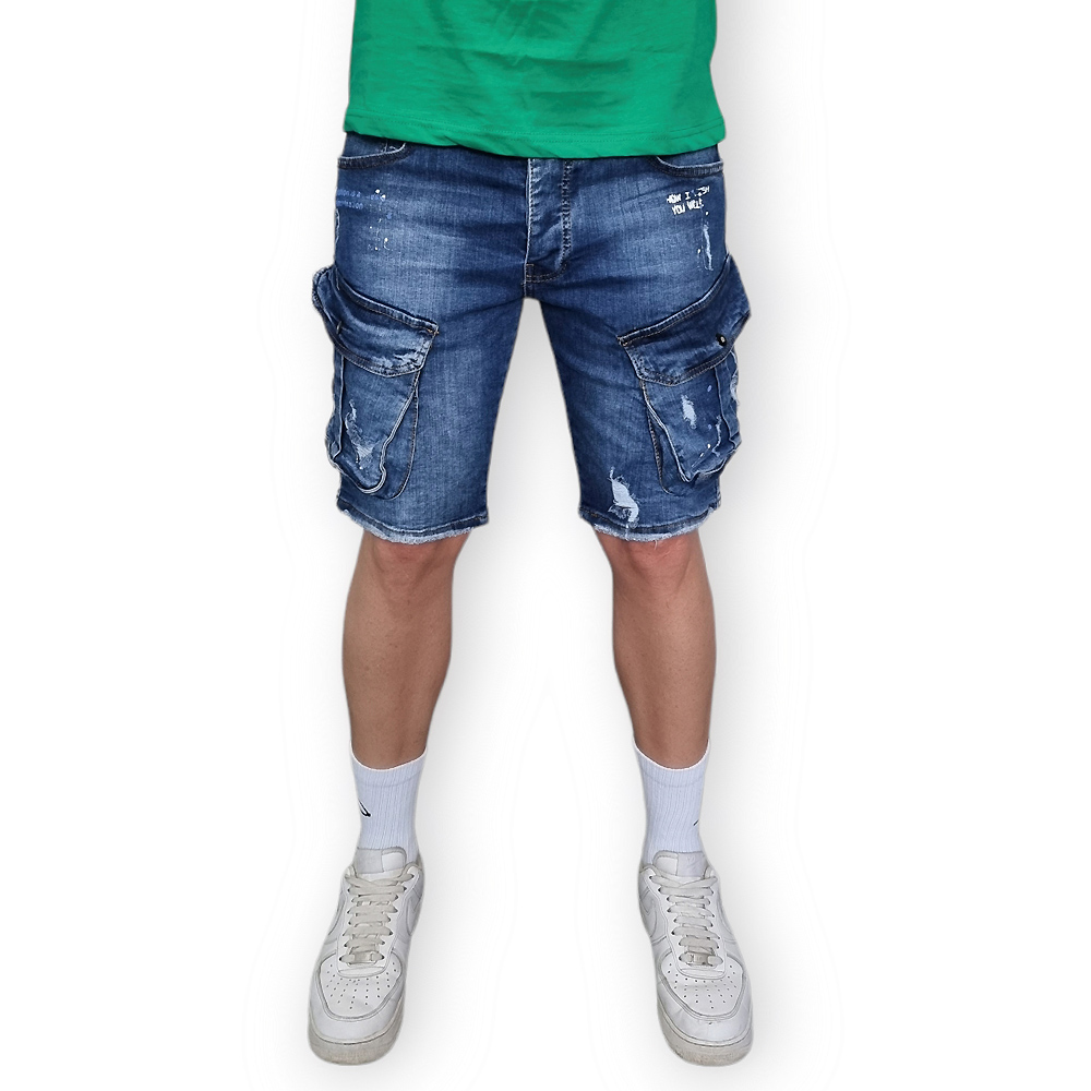 Мъжка Къси карго дънки, накъсан ефект, skinny fit… - Виж цена
