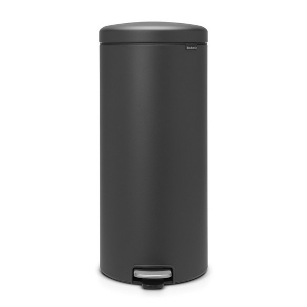 Кош за боклук с педал Brabantia NewIcon 649753, 30 л, Плавно затваряне, Противоплъзгаща основа, Сатенено покритие, Тъмносив