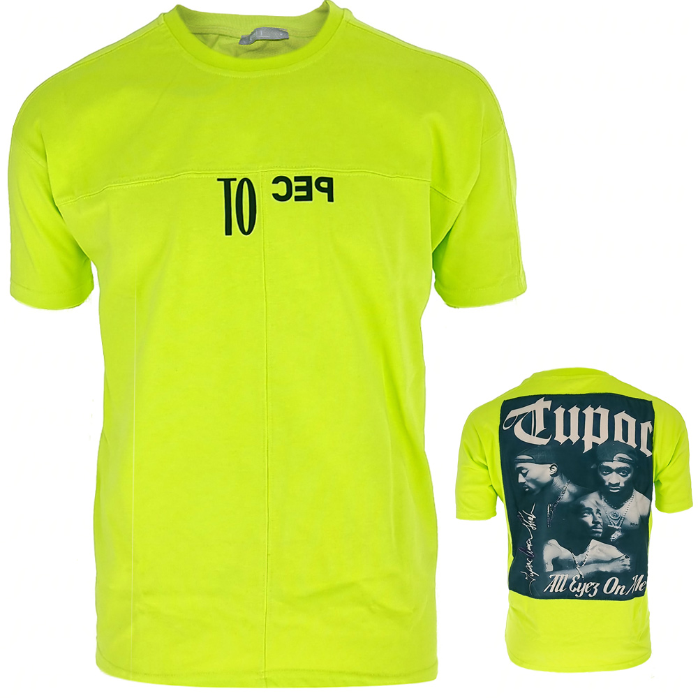 Мъжко Мъжка тениска, жълт, Oversize, Tupac … с най-ниска цена