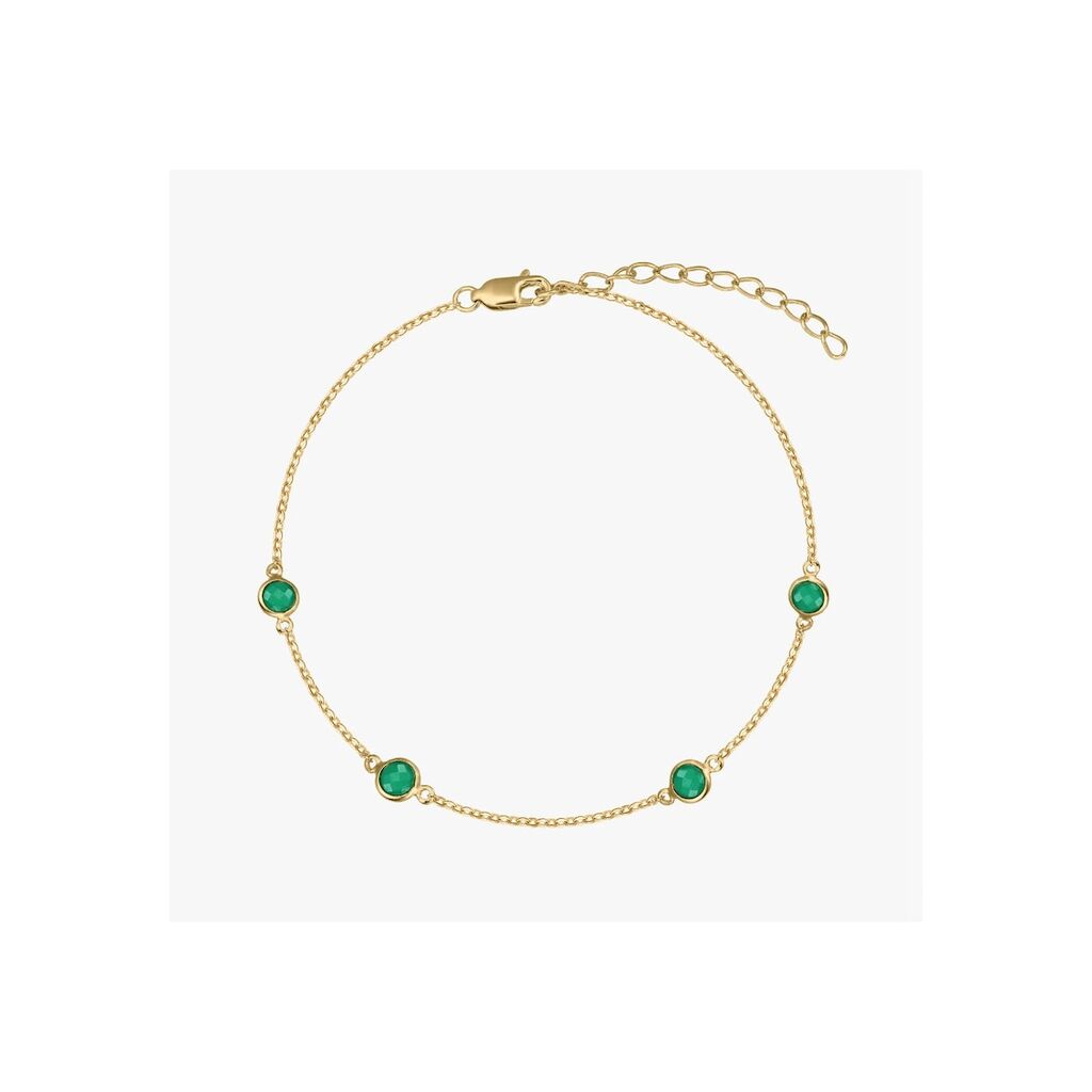 Сребърна гривна Birthstone Golden May - Зелен оникс