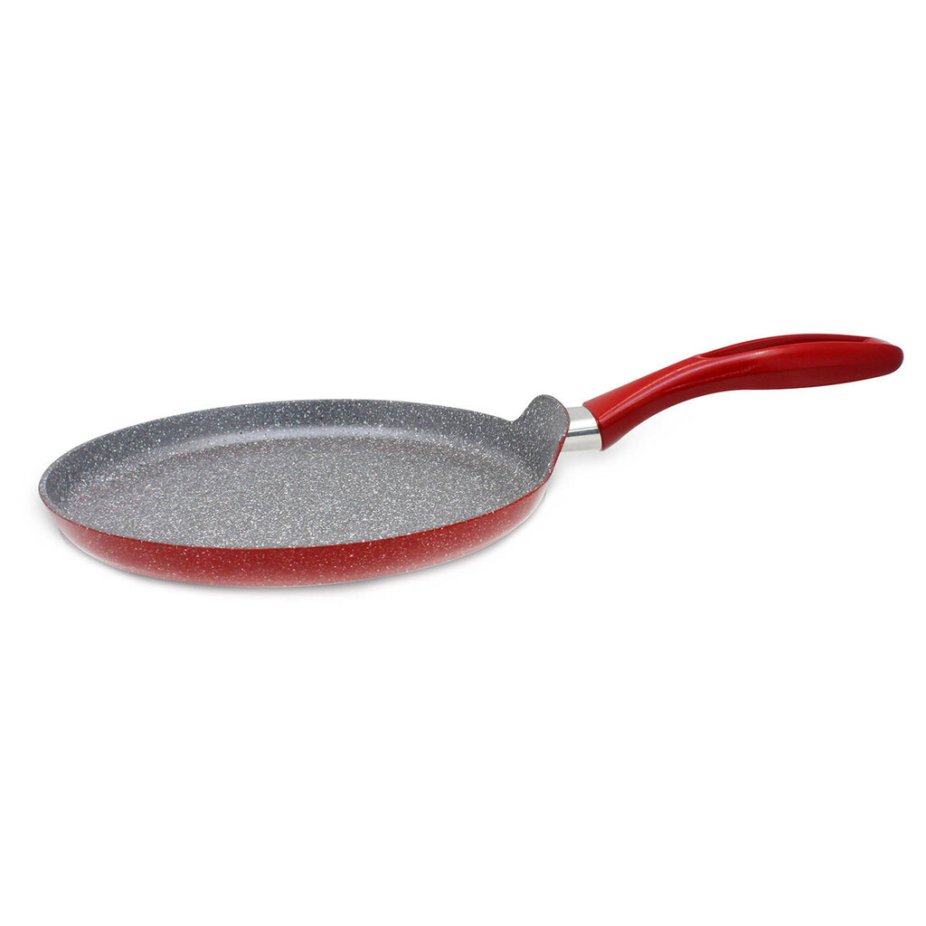 Тиган за палачинки Voltz V54422A26, 26 см, Мраморно покритие, Червен