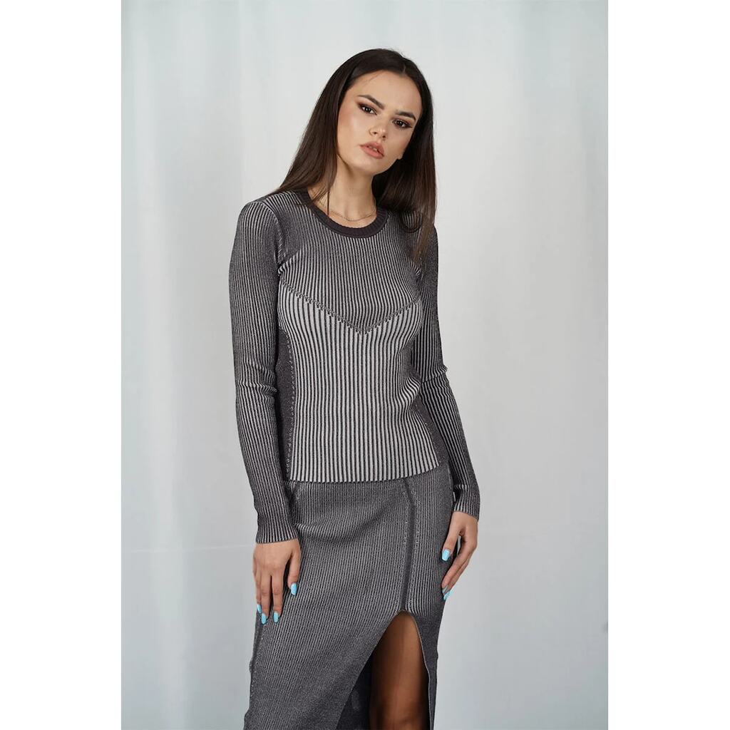 name:  Пуловер slim fit - с дълъг ръкав - Сив