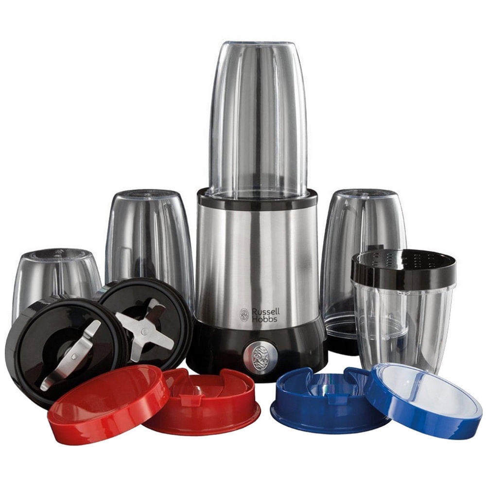 Нутри блендер Russell Hobbs 23180-56 Nutri Boost, 700 W, 15 части,  2 инокс остриета , Сребрист / черен