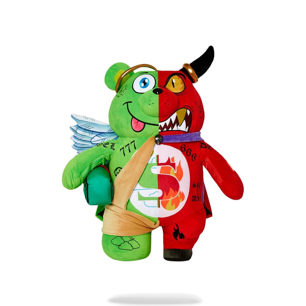 Унисекс десенирана раница Make Moneybear - Червен/Зелен