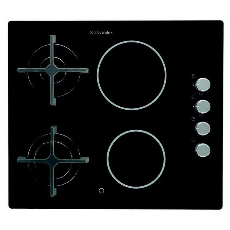 Плот за вграждане Electrolux EGE6172NOK, 7600W, Газ и електричество, Електронно запалване, Индикатор за остатъчна топлина, Черен