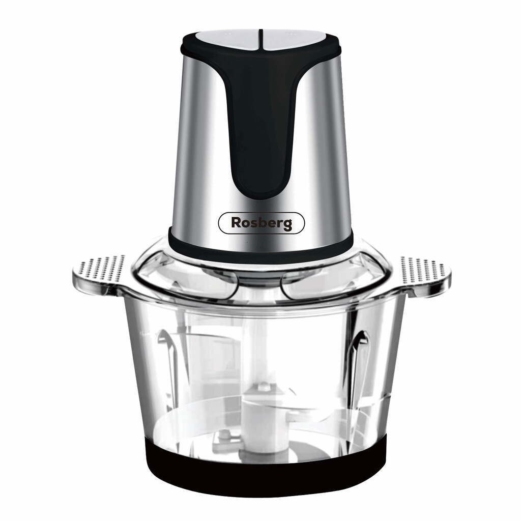 Чопър Rosberg R51111D, 400W, 2 литра, Стъклена купа, 2 скорости, Инокс/черен