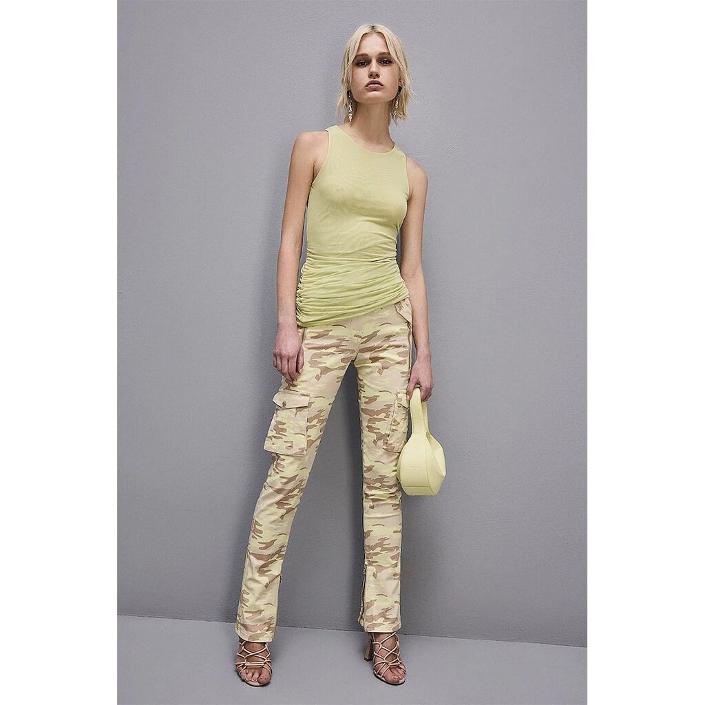 Camouflage Pattered Cargo Jeans - Светлозелен