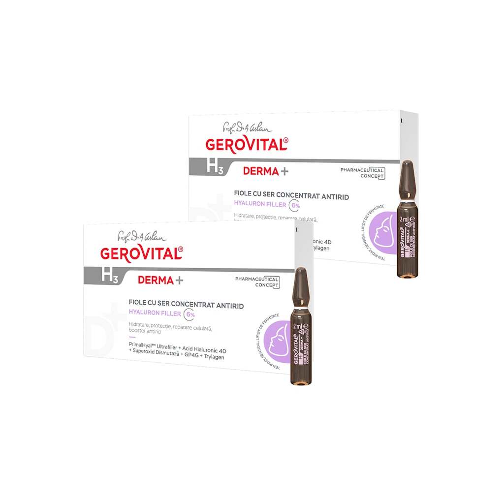 Комплект  H3 Derma+: Ампули с 6% хиалурон-филър серум против бръчки 10 ампули x 2 мл + Ампули с 6% хиалурон-филър серум против бръчки 10 ампули x 2 мл