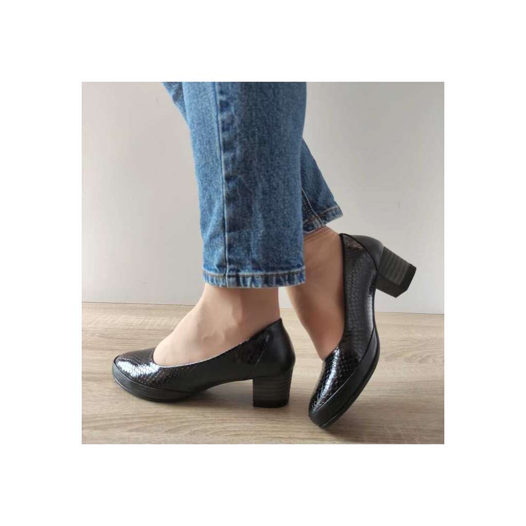 Ежедневни дамски обувки  006-100 Black + Croco - Черни - Черен