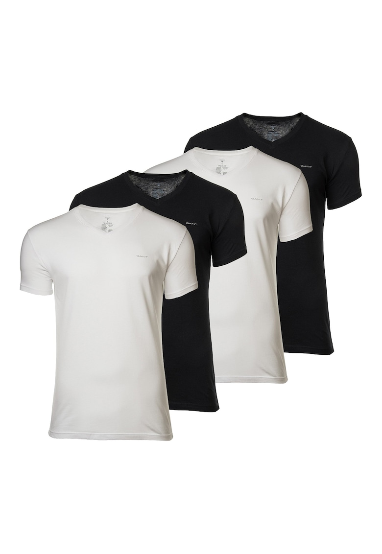 Памучни слим тениски - 4 чифта - Бял/Че… - Цена в shopmall.bg
