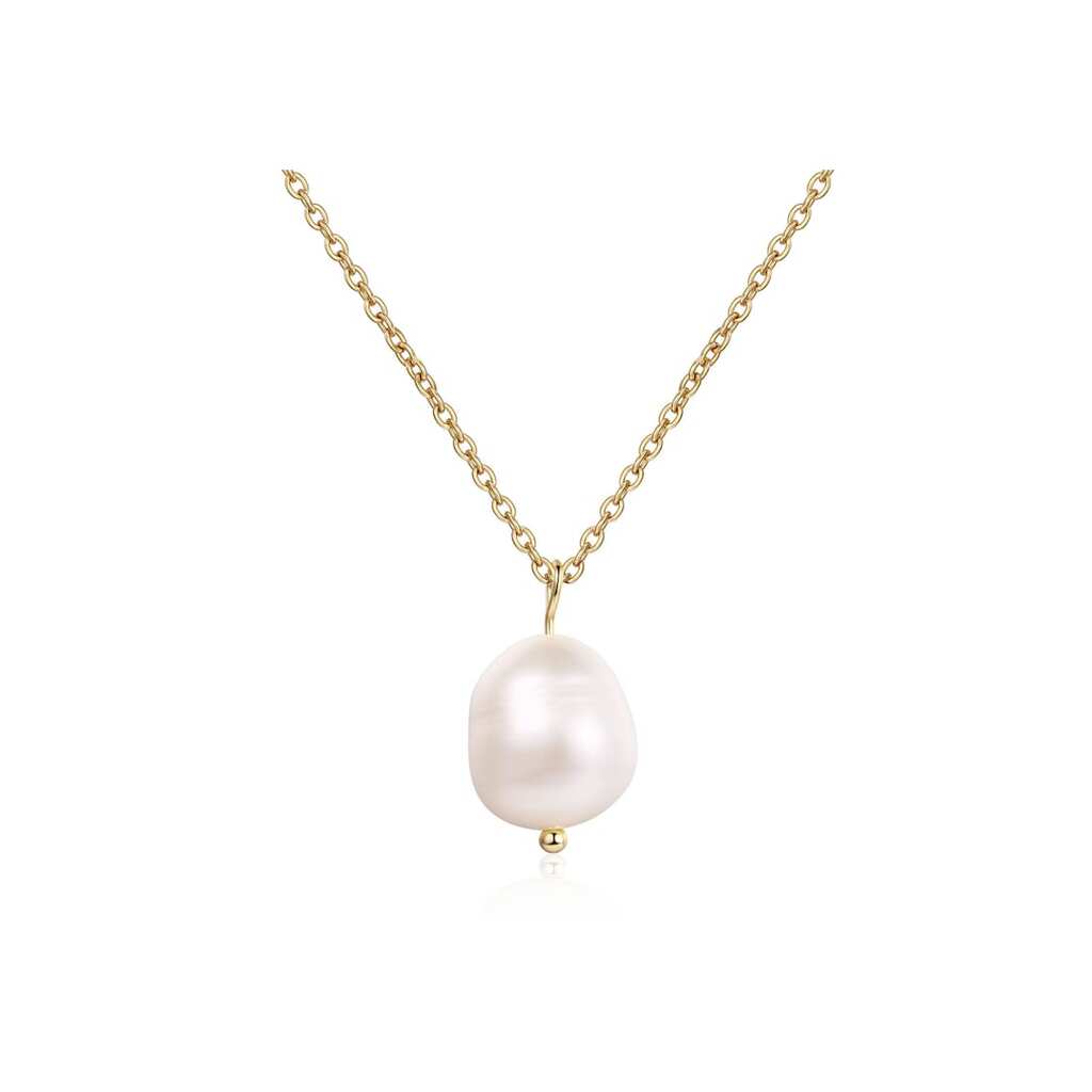 Сребърно колие Sakura 29399 с покритие от 18K злато и сладководна перла - Златист