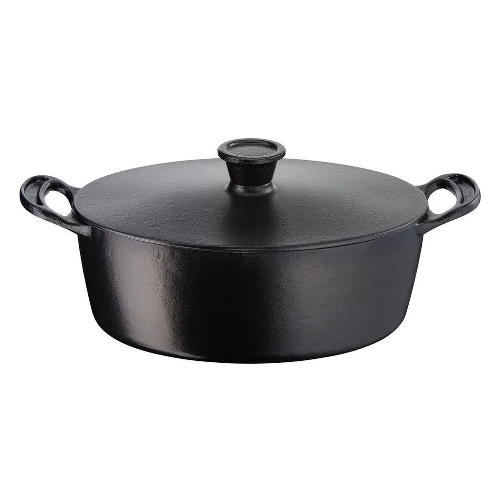 Чугунена тенджера Tefal E2125455 Jamie Oliver, 5.1 л, 45 см, Овална форма, До 250C, Емайлирана, Индукция, Черен