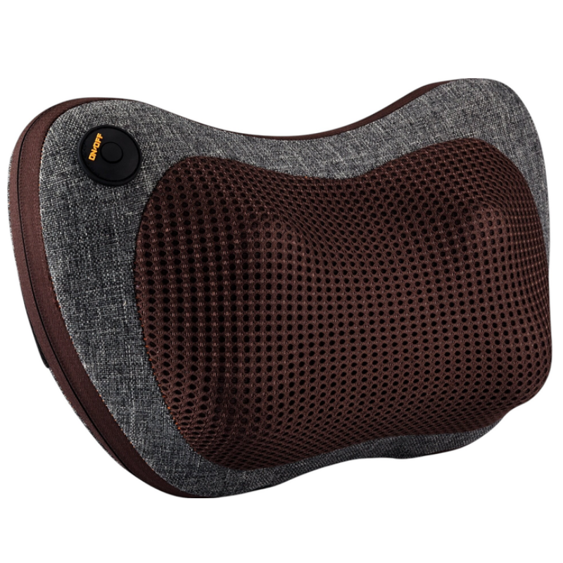 Масажираща възглавница Medivon Travel Massage Pillow, Shiatsu, 2 скорости, 8 глави, Затопляне, Отпускане на кожата и мускулите, 2 посоки, Сив/кафяв