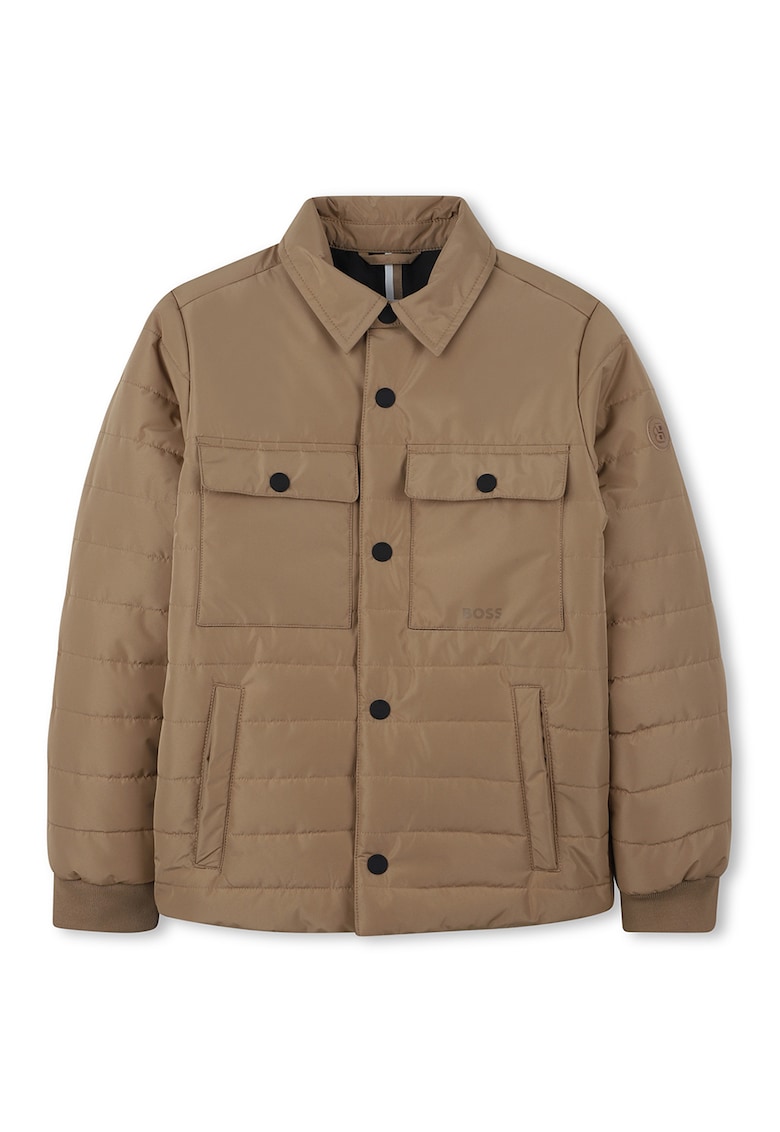 Зимно яке с джобове - Сиво-кафяв в сиво с най-ниска цена