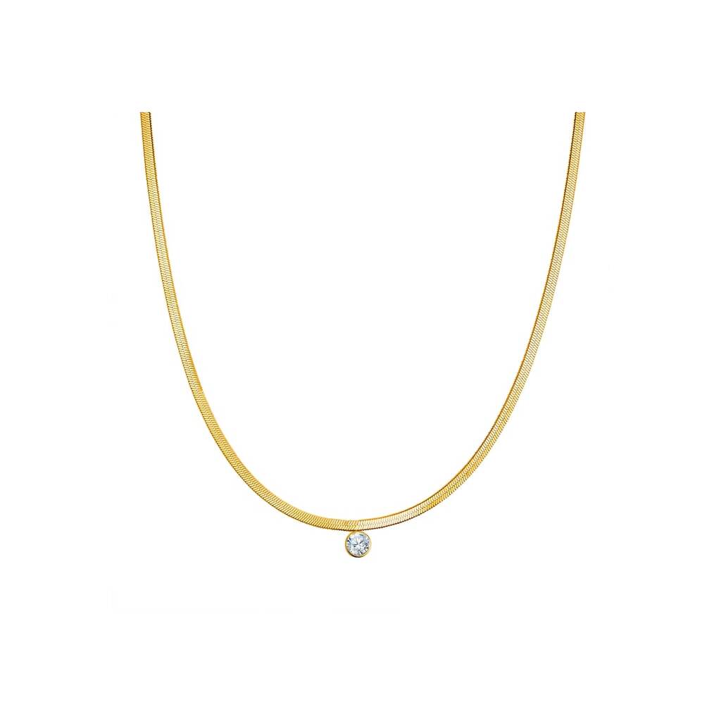 Колие с 14K злато и циркони - Златист