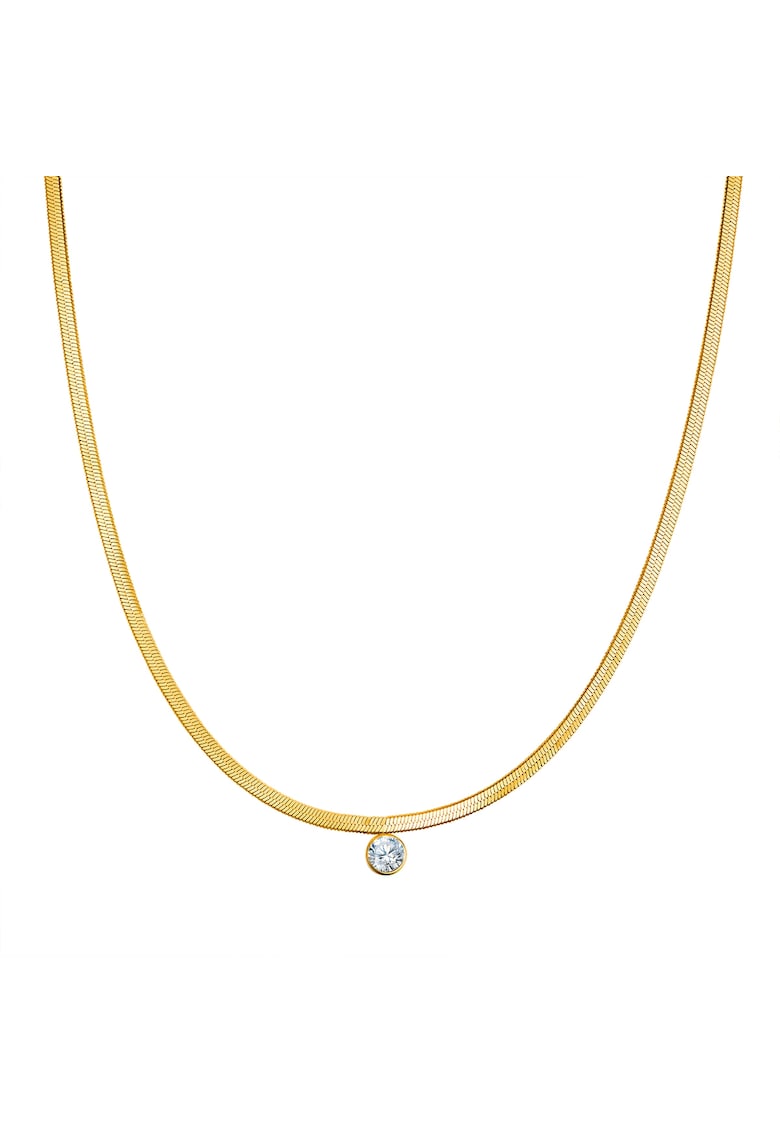 Колие с 14K злато и циркони - Златист