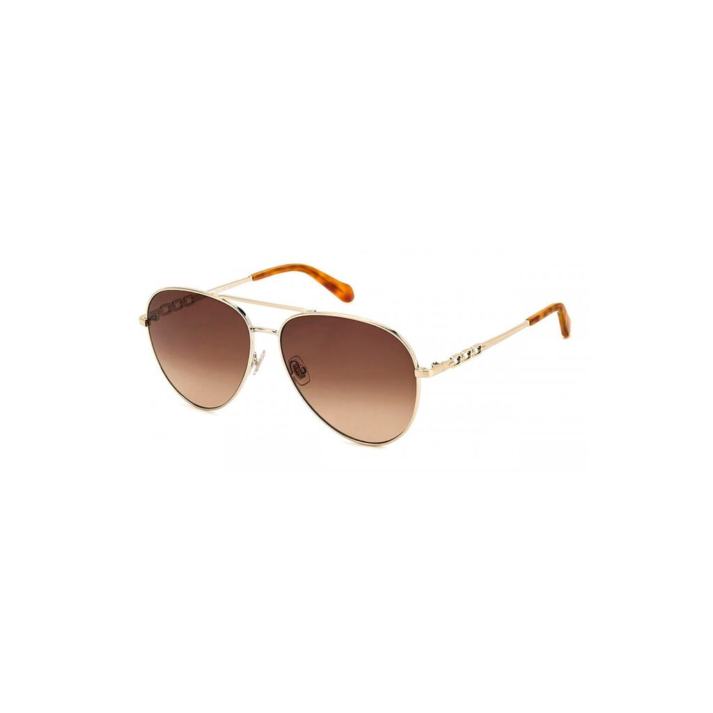 Слънчеви очила Aviator с метална рамка - Златист/Кафяв