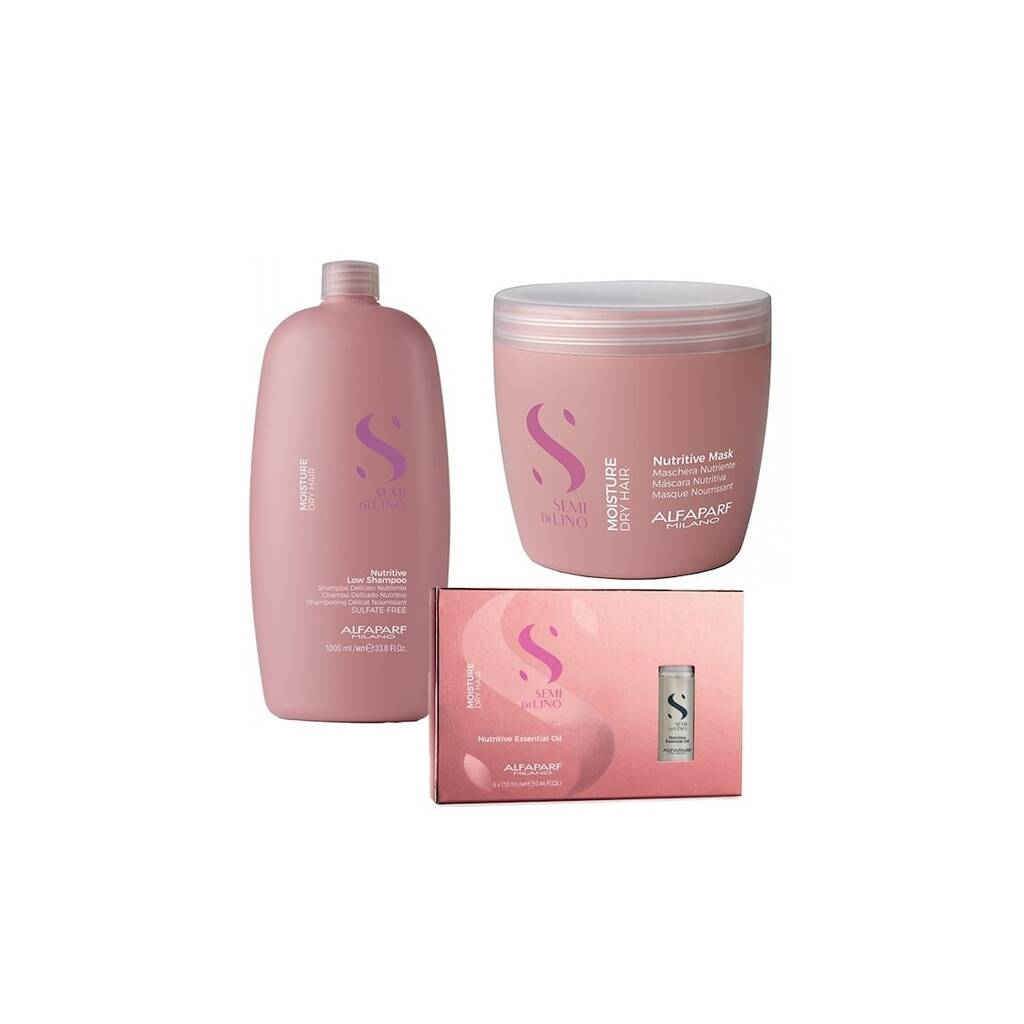 Комплект Alfaparf - Шампоан 1000 ml - Маска 500 ml - 6 ампули - Масло 13 ml