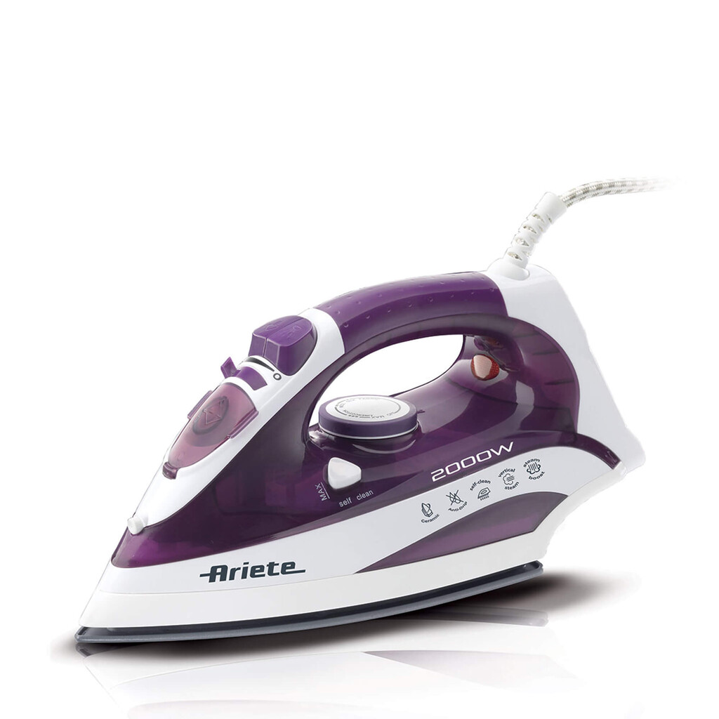 Ютия Ariete STEAM IRON 6235/00, 2000W, 0.3 л, Керамична плоча, Парна струя, Лилав