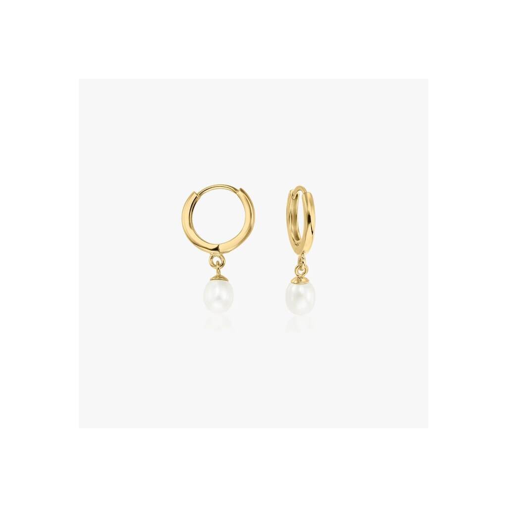Златни обеци Pearl Hoops - Естествени перли