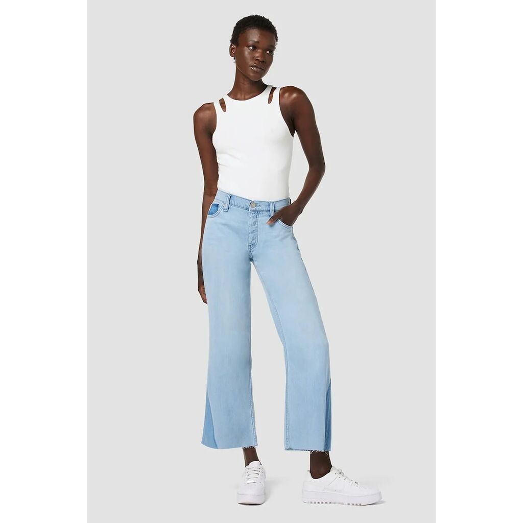 Soft Texture Denim Jeans With High Rise - Син