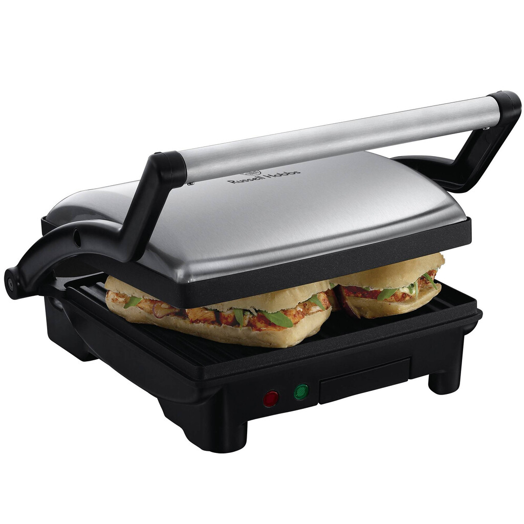 Уред 3в1 Russell Hobbs 17888-56, Тостер, Грил, Скара, 1800 W, Разгъване до 180 градуса, Черен/Инокс