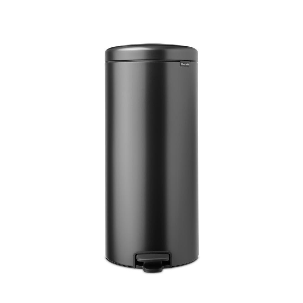 Кош за боклук с педал Brabantia NewIcon 1008850, 30 л, Плавно затваряне, Противоплъзгаща основа, Тъмносив