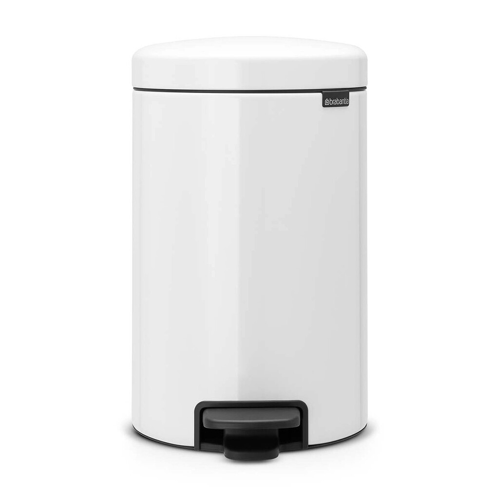 Кош за боклук с педал Brabantia NewIcon 649032, 12 л, Плавно затваряне, Противоплъзгаща основа, Метална вътрешна кофа, Бял
