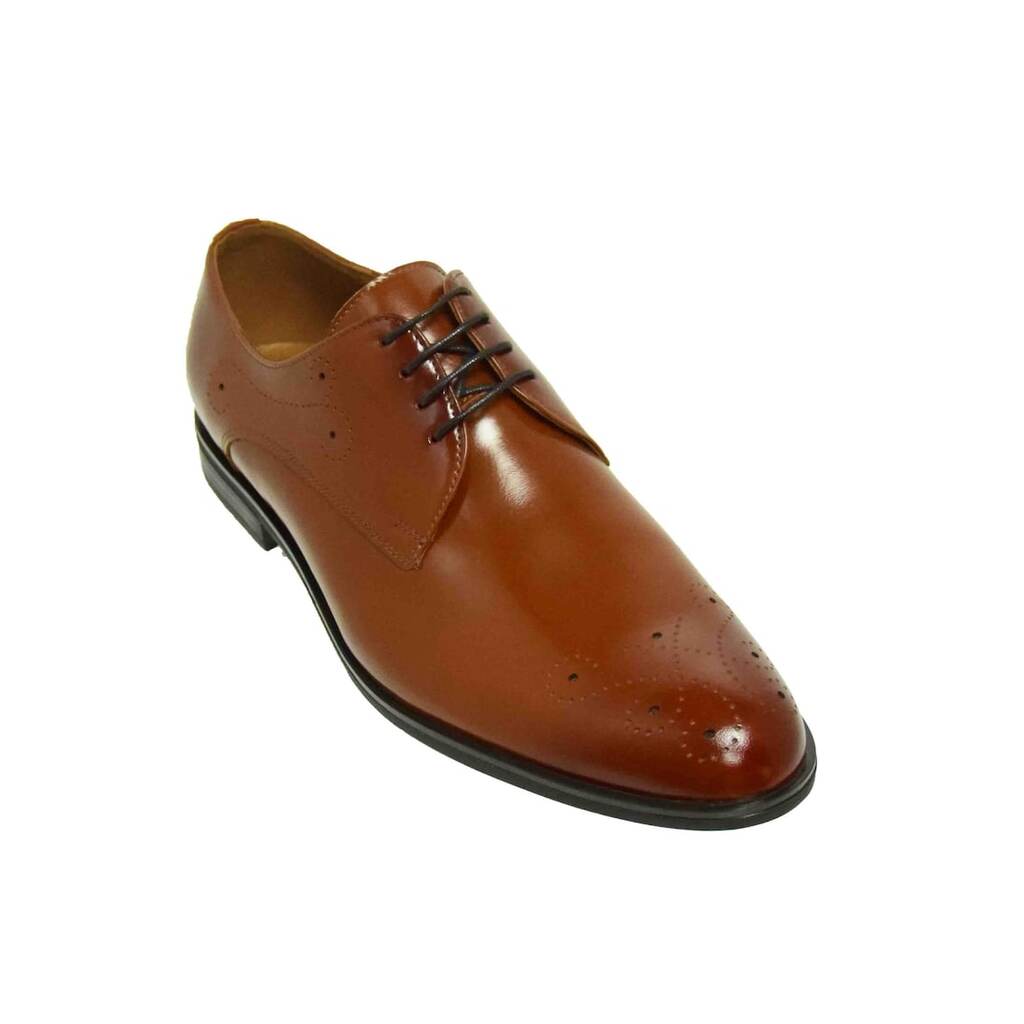 Елегантни мъжки обувки  Co55 - Floral Cognac Brown - Кафяв
